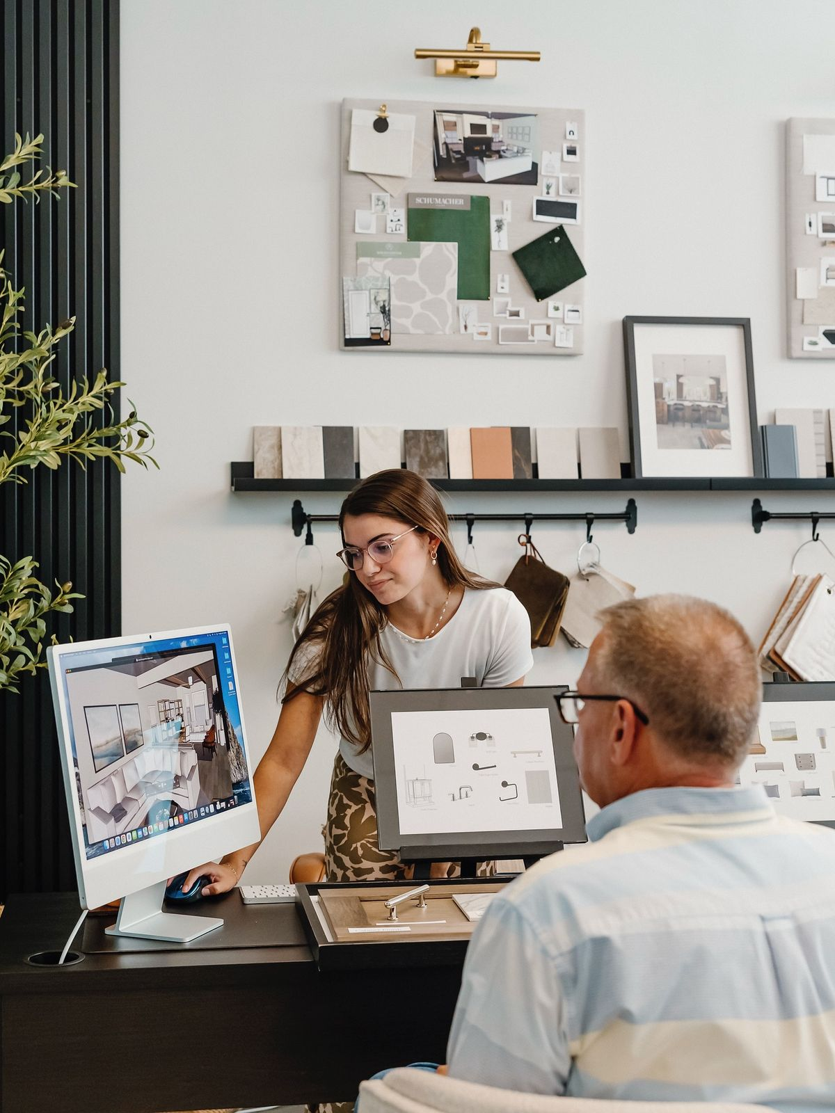 Professionals painting building