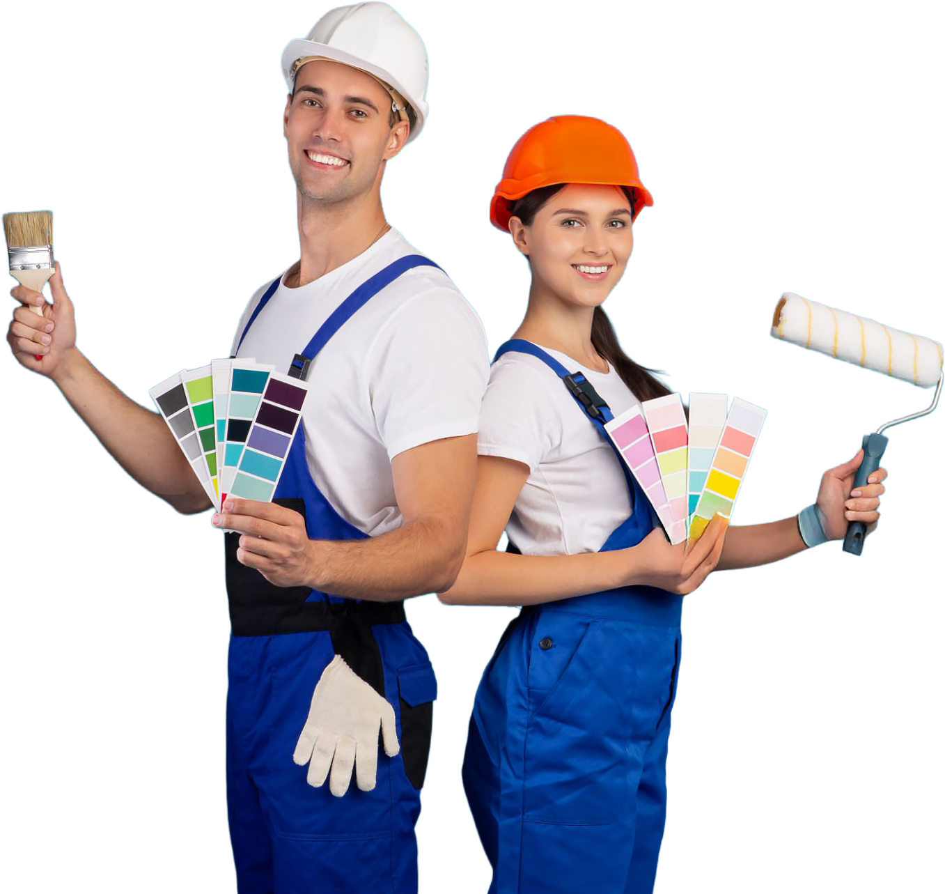 Painters with color swatches